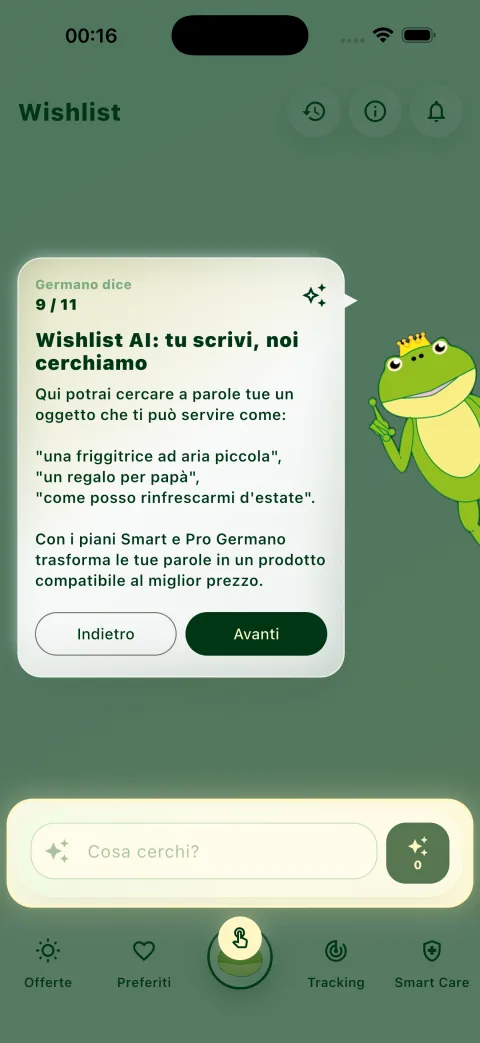 Tutorial Wishlist AI nell'app OfferteSenzaSforzi